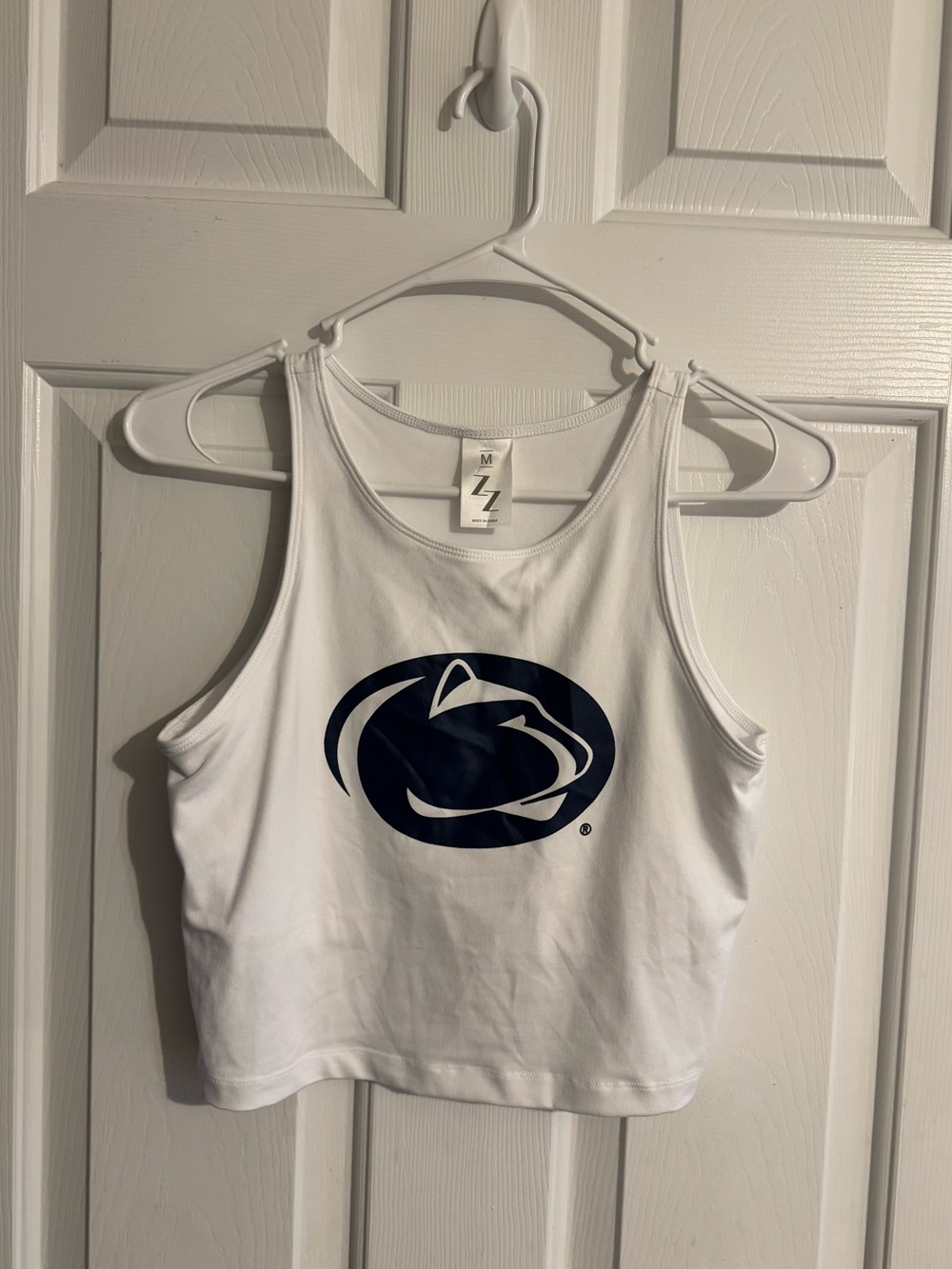 ZZs White Tank Top with Navy Penn State Logo - Women